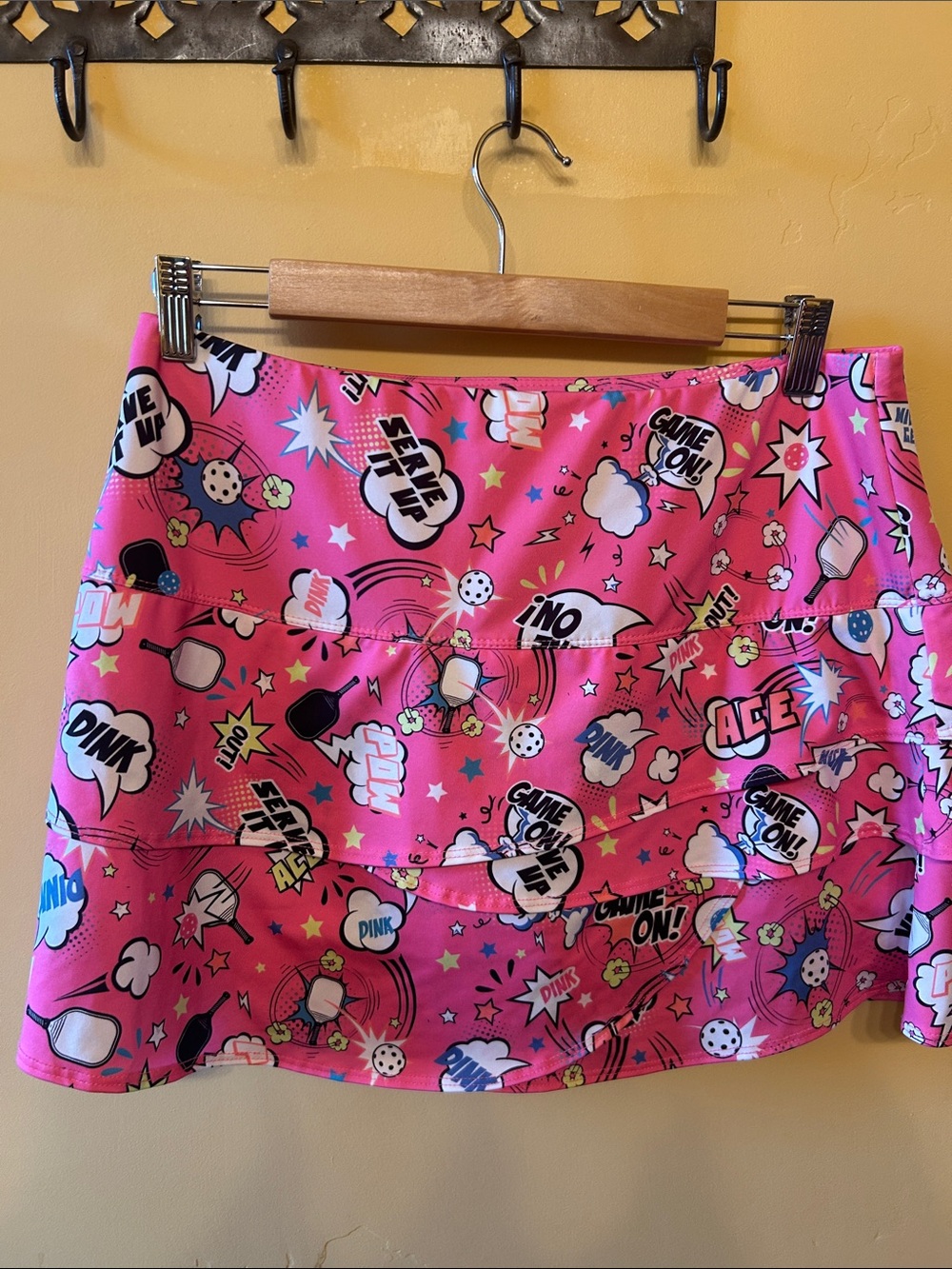 Lucky in Love Pink Graphic Mini Skirt with Comic Print